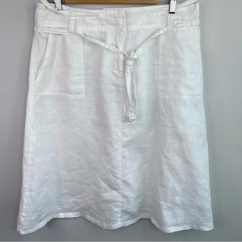 Saint Tropez West White Linen Skirt Size 12 - Picture 2 of 9